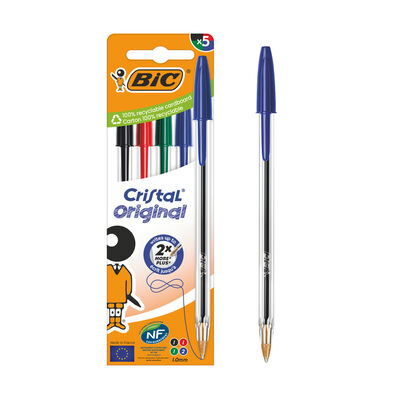 Bol&iacute;grafo cristal original surtido Bic 5 uds