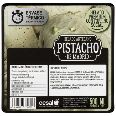 Helado cesal 500m Pistacho