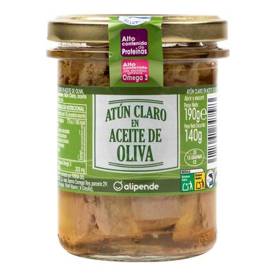 At&uacute;n claro en aceite oliva Alipende 140g