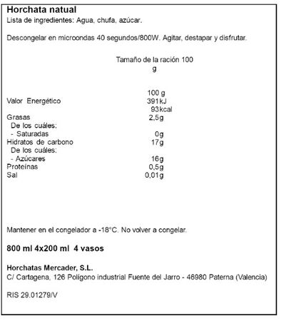 Granizado mercader 4u horchata