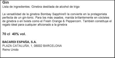 Ginebra Bombay Sapphire 70cl Reino Unido