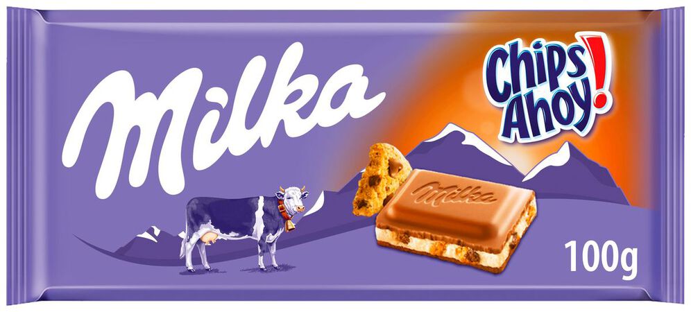 Chocolate con leche Milka 100g relleno de chips ahoy