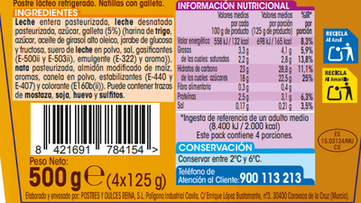 Natillas Alipende pack 4 vainilla con galleta