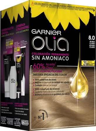 Tinte de cabello sin amon&iacute;aco Garnier Olia n&ordm; 8 rubio claro