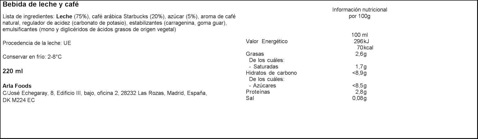 Café con leche Starbucks 220ml seattle latte