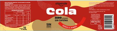 Refresco cola Alipende botella 2l zero sin cafe&iacute;na