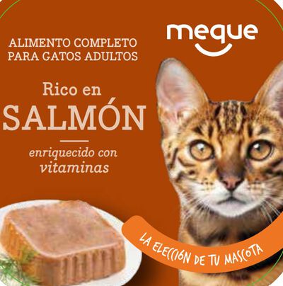 Comida húmeda gato Meque tarrina rico en salmón 100g