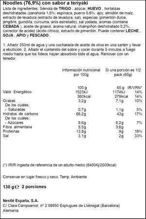 Fideo oriental teriyaki Maggi 130g