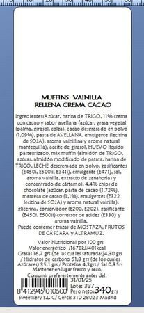 Muffins SweetKery triple chocolate 340g