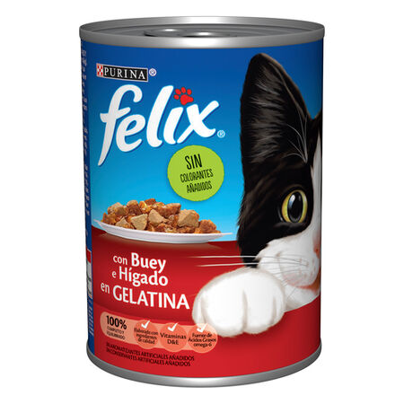 Comida húmeda gato Félix gelatina buey hígado 400g