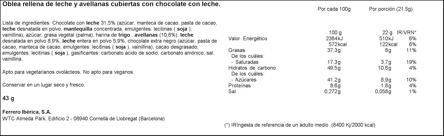 Chocolatina Kinder bueno pack 2 con leche y avellanas
