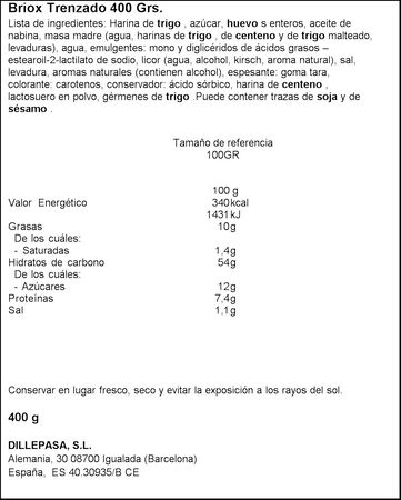 Brioche Musfis trenzado 400g