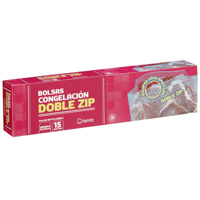 Bolsa congelaci&oacute;n doble zip Lanta 15 unidades grande