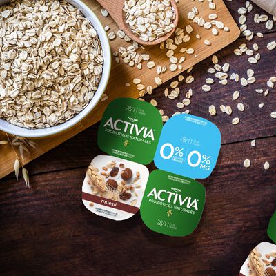 B&iacute;fidus Activia fibra desnatado 0% materia grasa pack 4 muesli