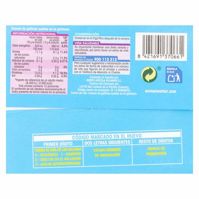 Huevos de gallinas sueltas en el gallinero Alipende 12u "clase l-xl"