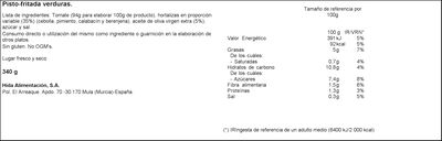 Pisto sofrito de verduras Hida 340g estilo casero