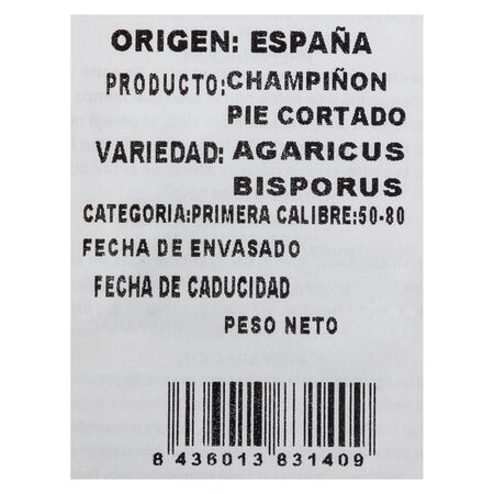 Champiñón cortado bandeja 450g