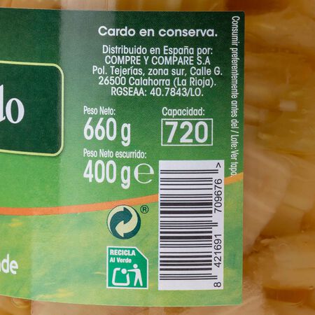 Cardo sin gluten Alipende tarro de cristal 400g
