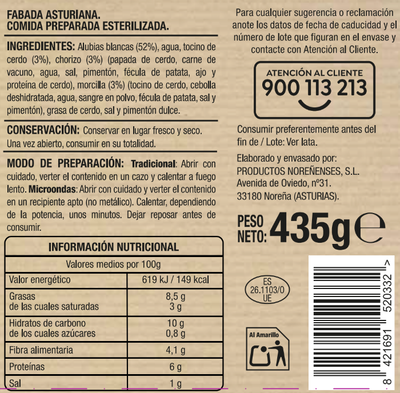 Fabada asturiana sin gluten Alipende 435g