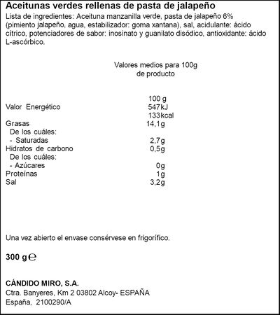 Aceituna rellena de jalapeño Serpis 130g