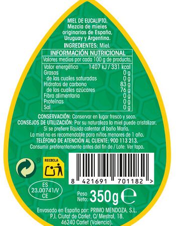 Miel de eucalipto antigoteo Alipende 350g