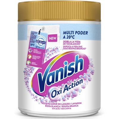 Vanish Multipoder Quitamanchas polvo blanqueador y potenciador del lavado para ropa blanca 400g