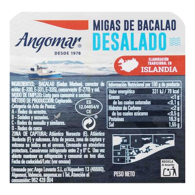 Bacalao en migas Angomar 250g desalado
