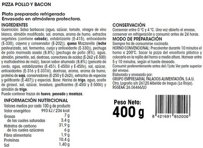Pizza Alipende 400g pollo y bacon