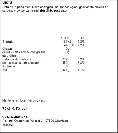 Sidra Ecol&oacute;gica Extra Maeloc botella de 75 cl