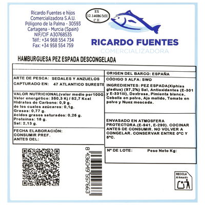 Hamburguesa Fuentes 160g Pez Espada
