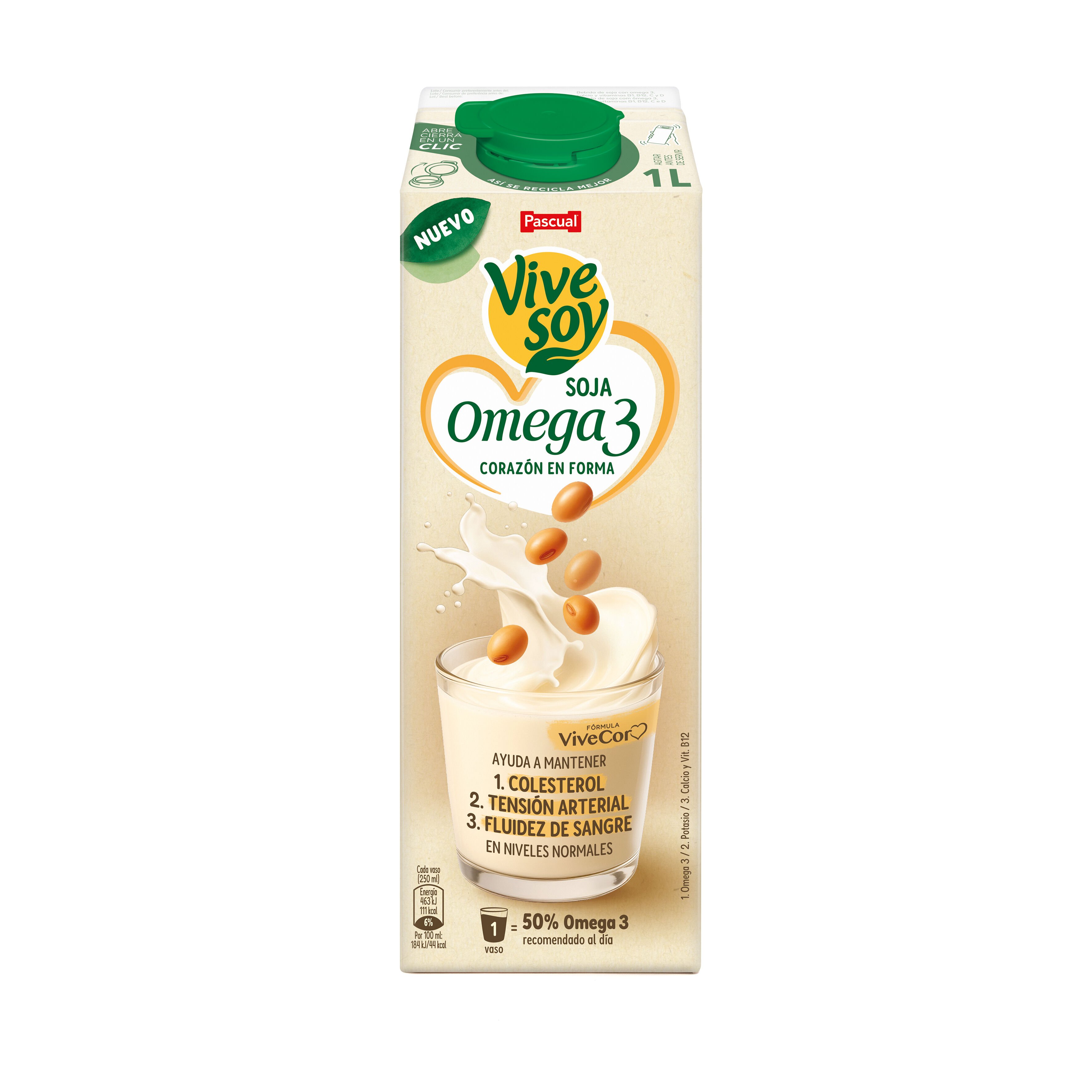 Bebida de soja omega 3 Vivesoy 1l