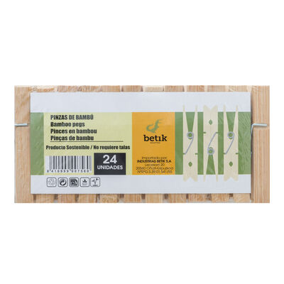 Pinzas de ropa Betik 24 uds bambú