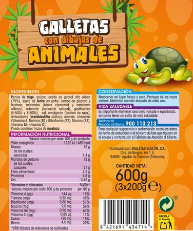 Galleta Alipende 600g con dibujos de animales