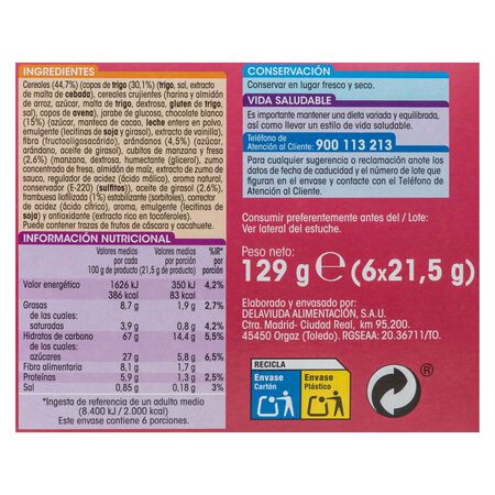 Barritas de cereales Alipende 129g con frutos rojos