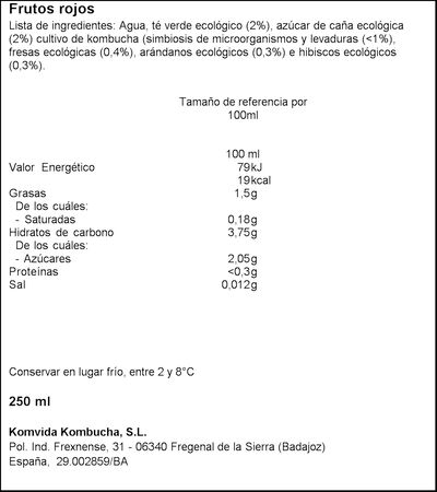Kombucha Komvida 250ml frutos rojos