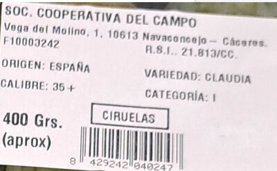 Ciruela claudia bandeja 400g