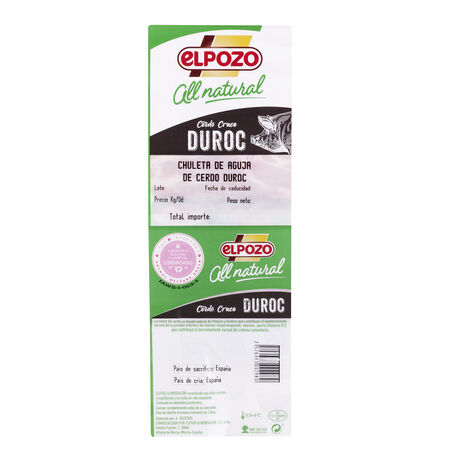 Chuleta de aguja de cerdo duroc All natural ElPozo 600g aproximadamente