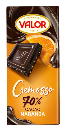 Chocolate negro Cremoso 70% cacao naranja Valor 90g