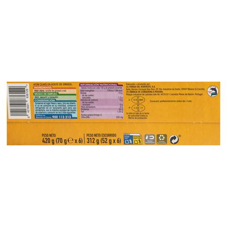 Atún claro Alipende pack 6 en aceite girasol