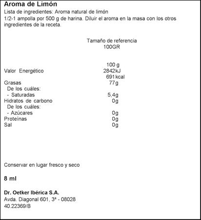 Aroma de limón Dr Oetker 8ml