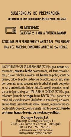 Tallarines Dunany 280g carbonara