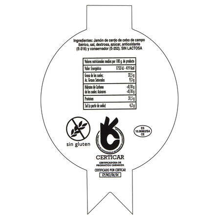 Jamón de cebo de campo 50% raza ibérica Juan Manuel peso aproximado PIEZA 7,5k