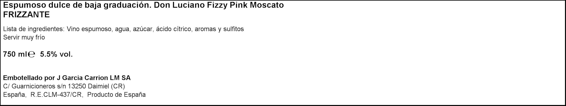 Vino rosado espumoso Fizzy moscato