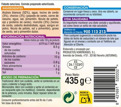 Fabada asturiana sin gluten Alipende 435g