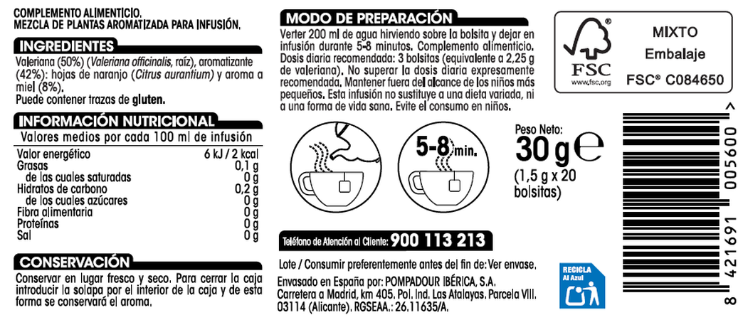 Infusión Alipende 20u valeriana