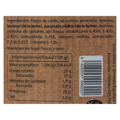 Chorizo en lonchas calidad extra Espa&ntilde;a 200g