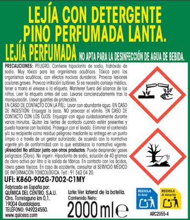 Lejía Lanta 2l densa con detergente pino