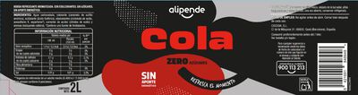 Refresco de cola sin az&uacute;car  Alipende 2l zero