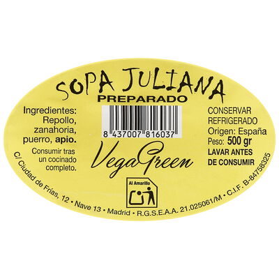 Preparado de sopa juliana VegaGreen 500 g