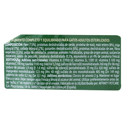 Pienso gato Ultima esterilizado bolas pelo 1,5kg